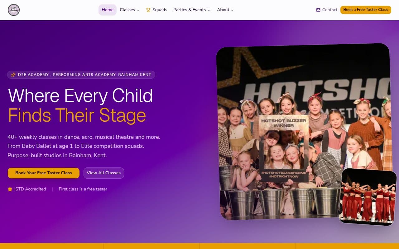 Dance 2 Enhance Academy website